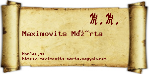 Maximovits Márta névjegykártya